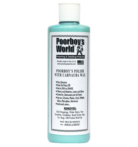 Poorboy's World Polish with Carnauba Wax Blue - AIO (All in One) oczyszczające mleczko polerskie z woskiem Carnauba Blue473ml - Sklep detailingowy Automotive Care