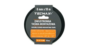 TECMAXX - Dwustronna taśma montażowa PE czarna -40°C do +120°C / 6mm x 10m