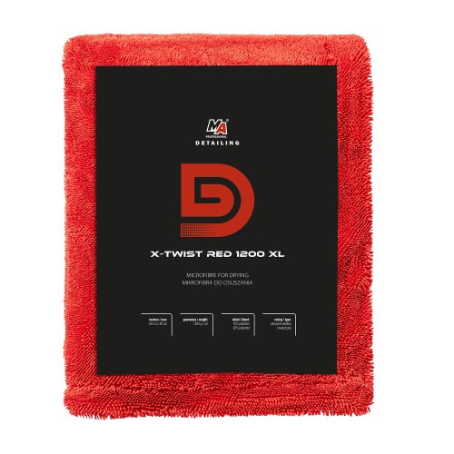 MA Professional Detailing X-TWIST RED 1200GSM KING XL - mikrofibra, ręcznik do osuszania 60x90cm 70% poliester 30% poliamid - Sklep detailingowy Automotive Care