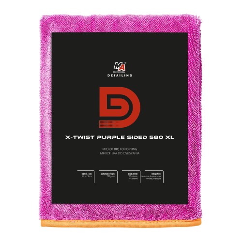 MA Professional Detailing X-TWIST PURPLE SIDED 580GSM XL - mikrofibra, ręcznik do osuszania 60x90cm 70% poliester 30% poliamid - Sklep detailingowy Automotive Care